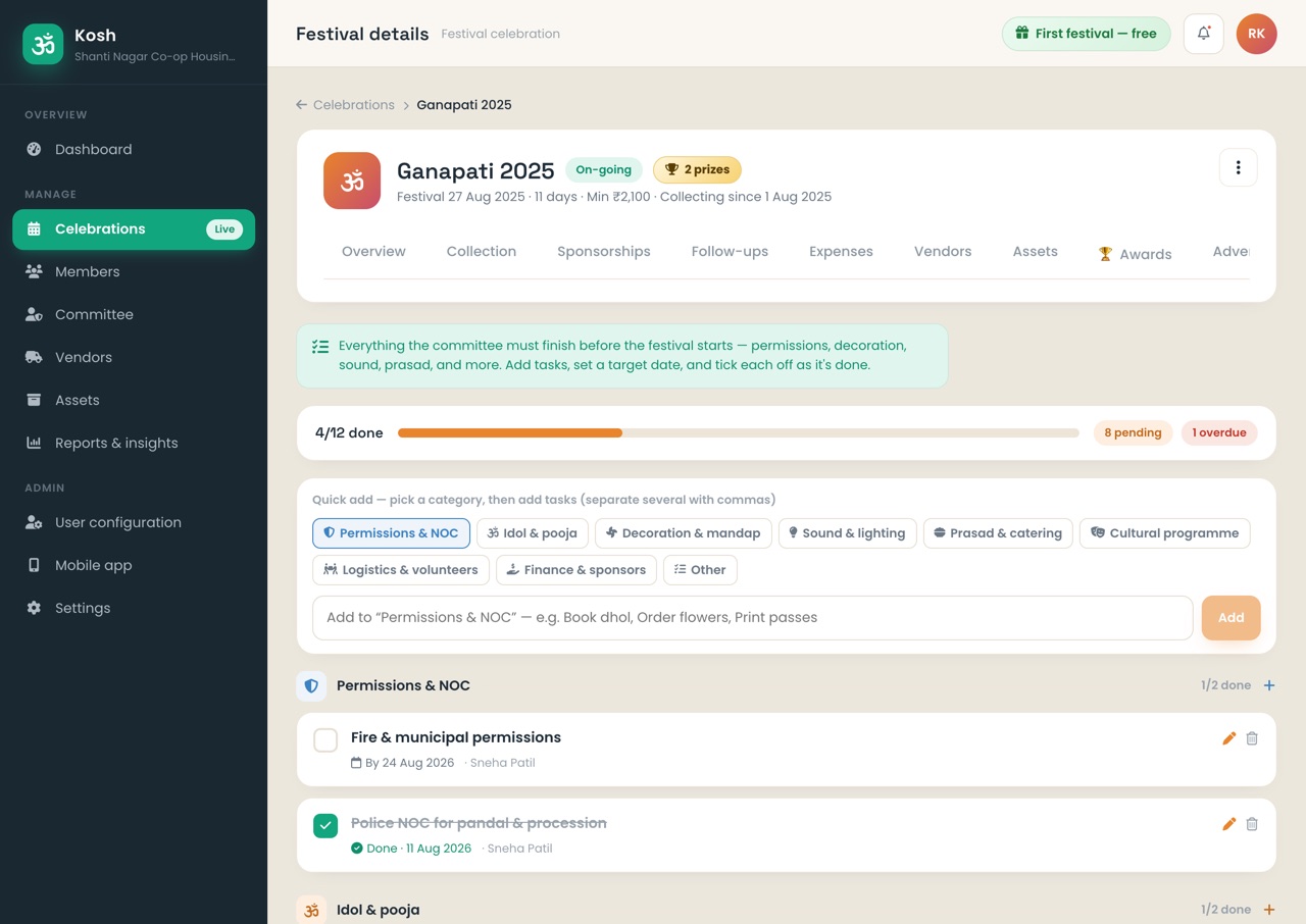 Festival checklist